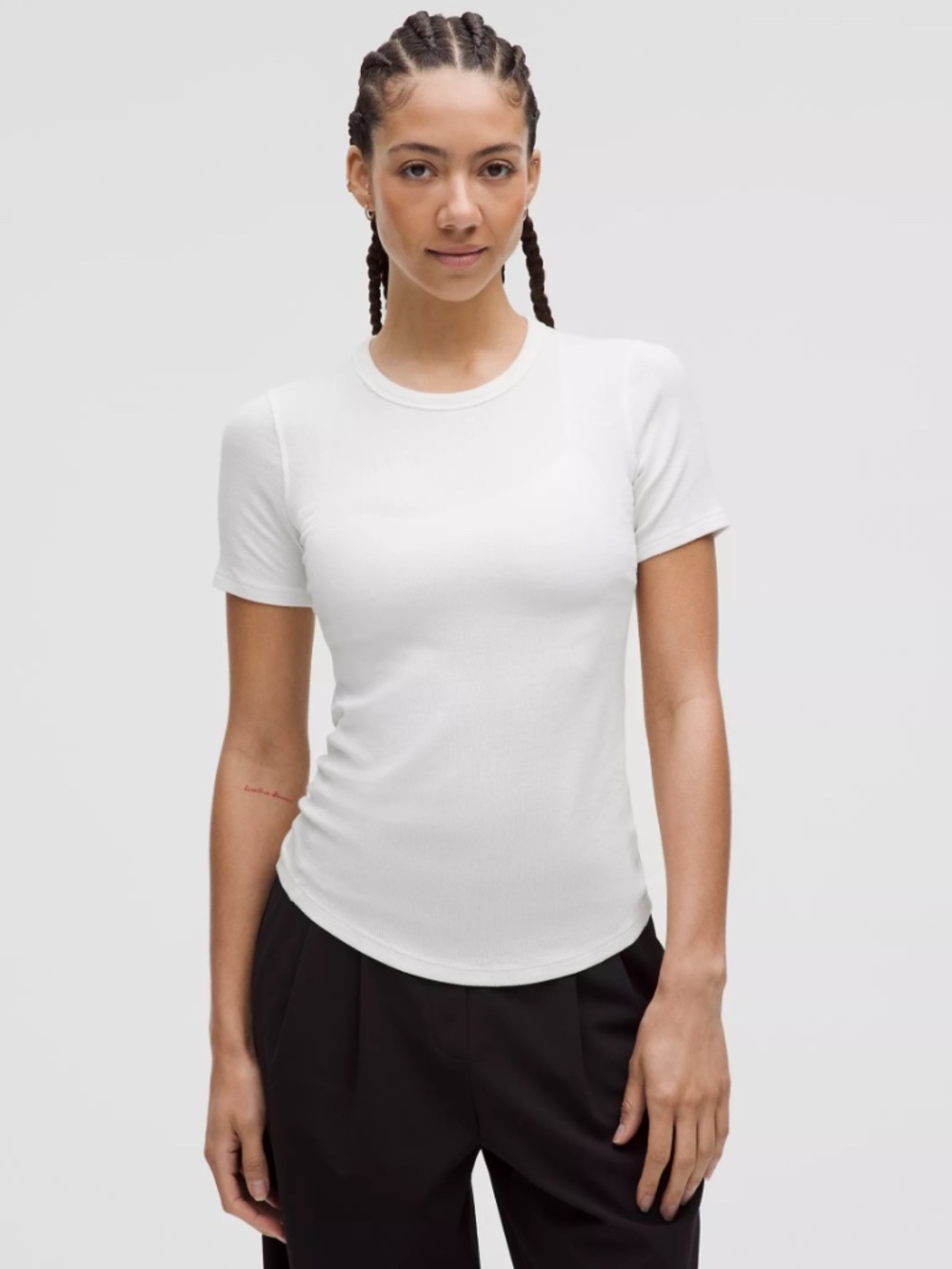 LULULEMON "Hold Tight" Ribbed Short Sleeve Shirt in White: Sz 6